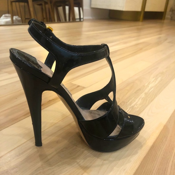 MIU MIU Black Patent Leather Platform Sandals - Picture 2 of 3